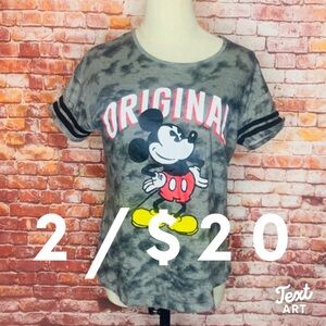 Disney Gray Tie Dye Short Sleeved Mickey Mouse Tee